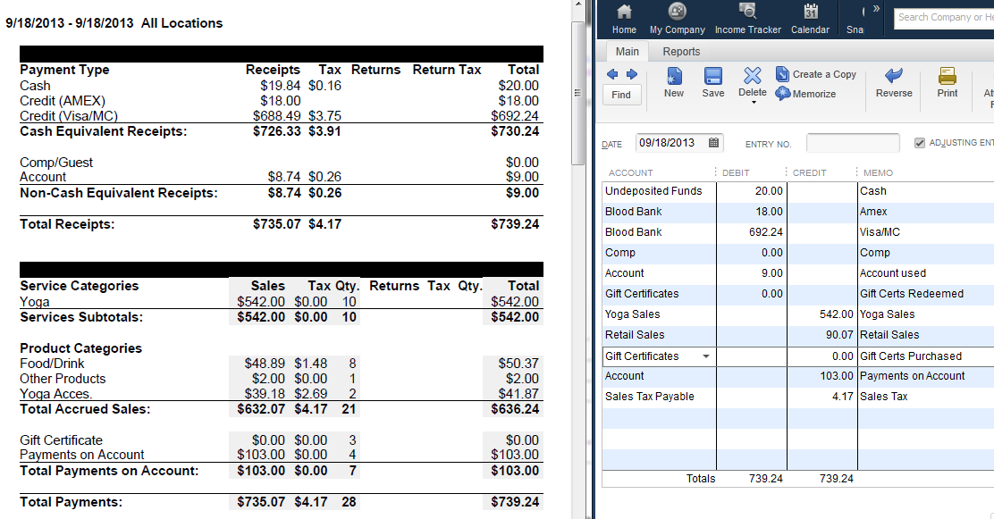QuickBooks Video MINDBODY Online & QuickBooksRecording Daily Sales