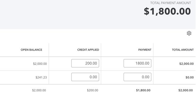Credit applied to a bill