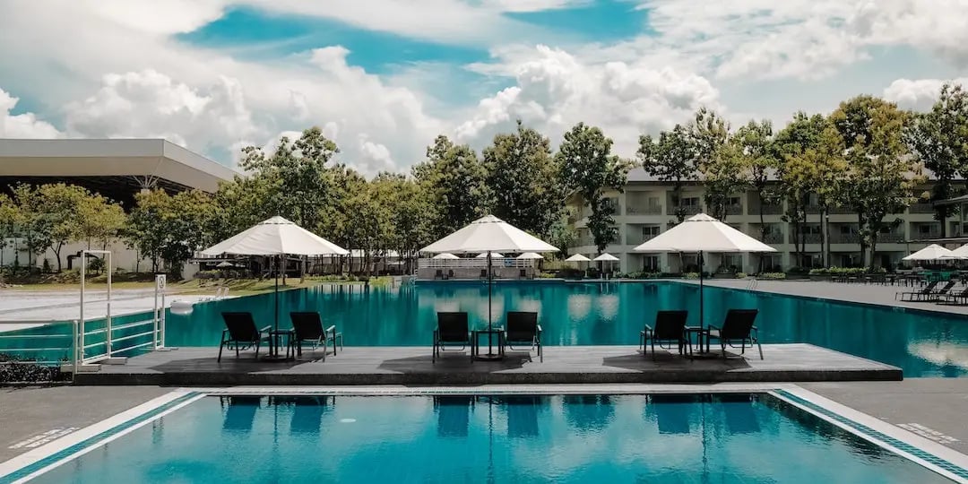 Poolside view from a hotel